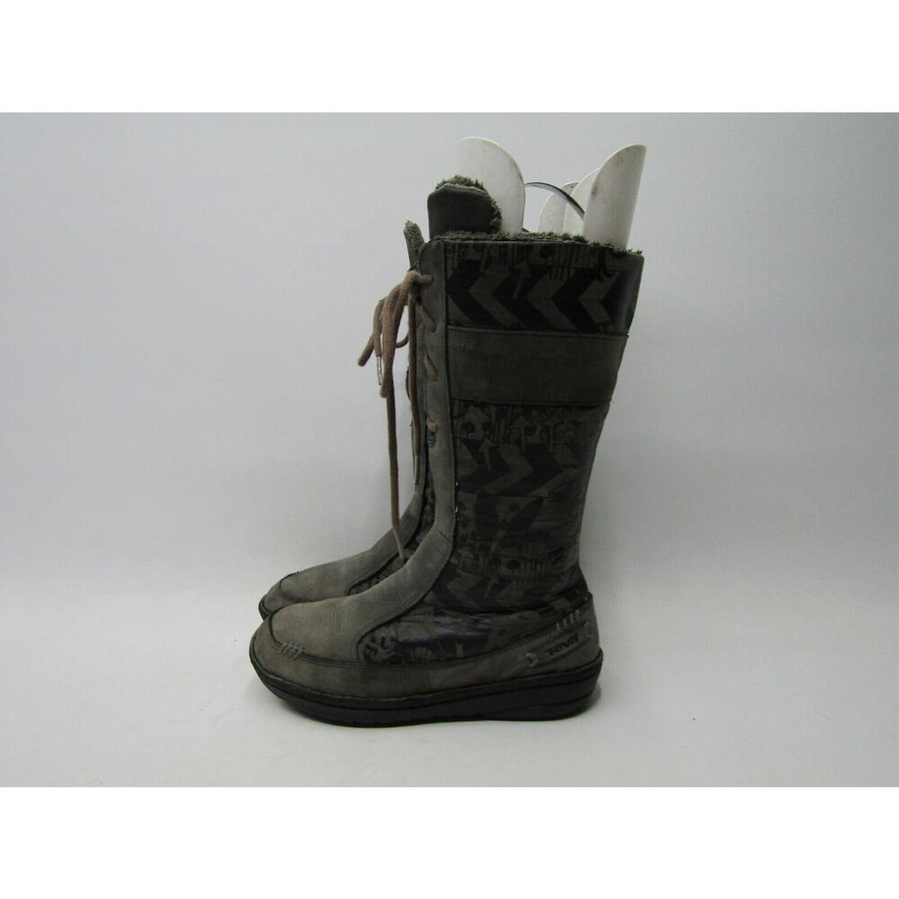 TEVA Womens Size 5 M Gray Leather Lace Up Mid Calf Fashion Boots